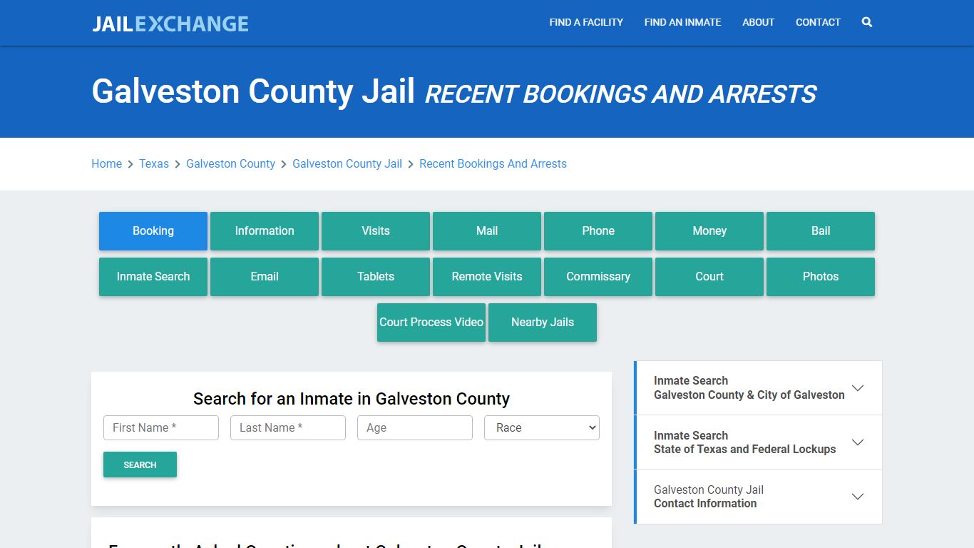 Galveston County Jail Recent Bookings And Arrests - Jail Exchange