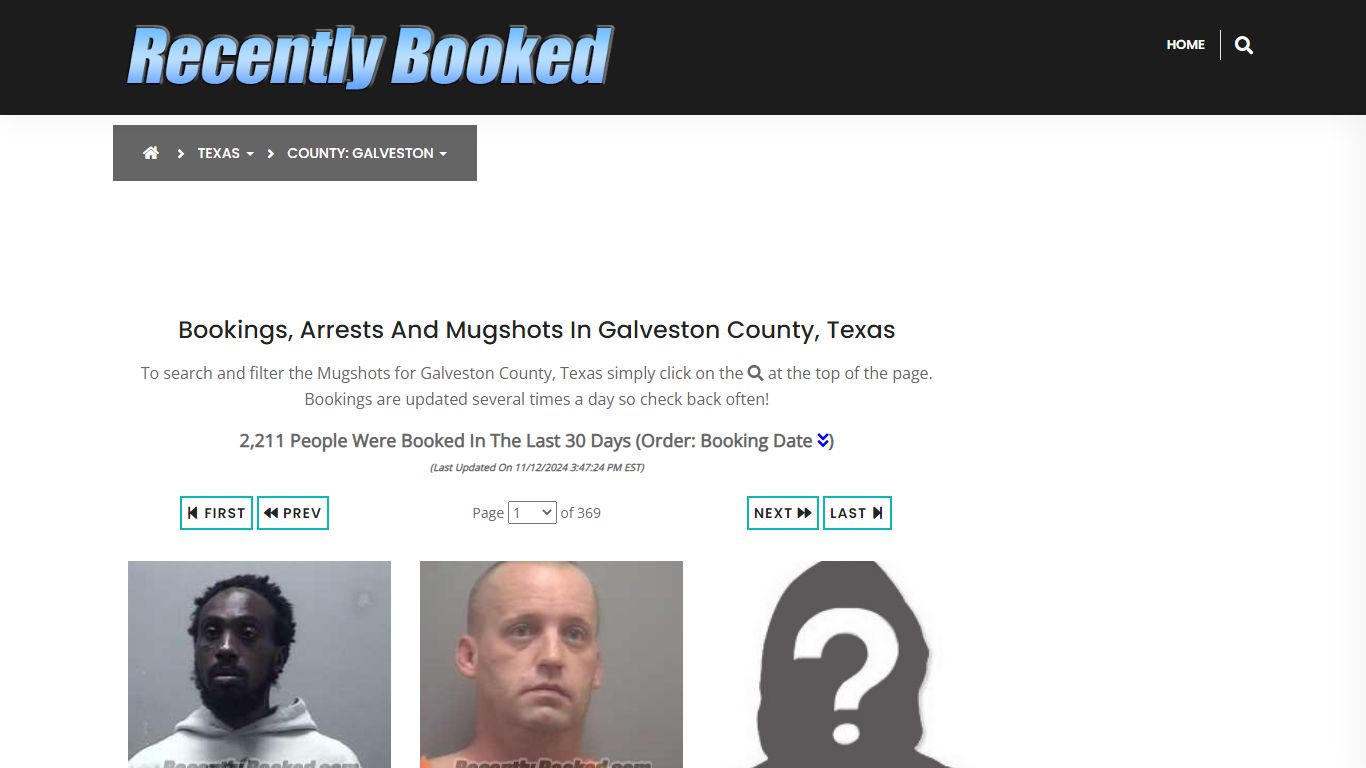 Bookings, Arrests and Mugshots in Galveston County, Texas - Recently Booked